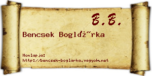 Bencsek Boglárka névjegykártya